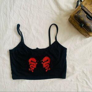 cropped tank w/ chinese art style dragons